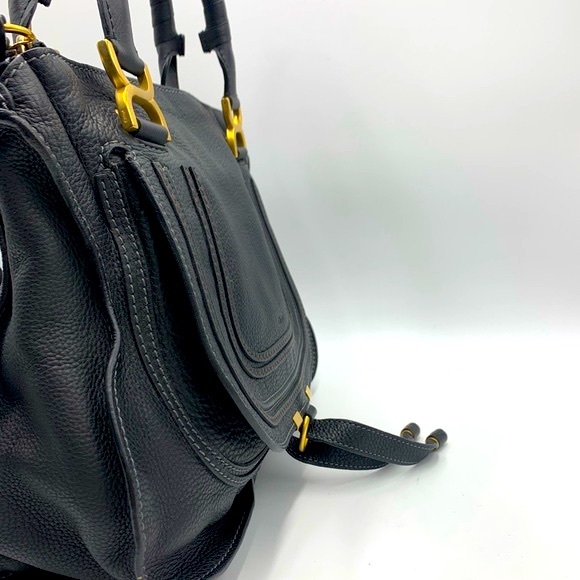 Auth Chloe Black Marcie Medium Satchel Preloved Excellent - Picture 11 of 16